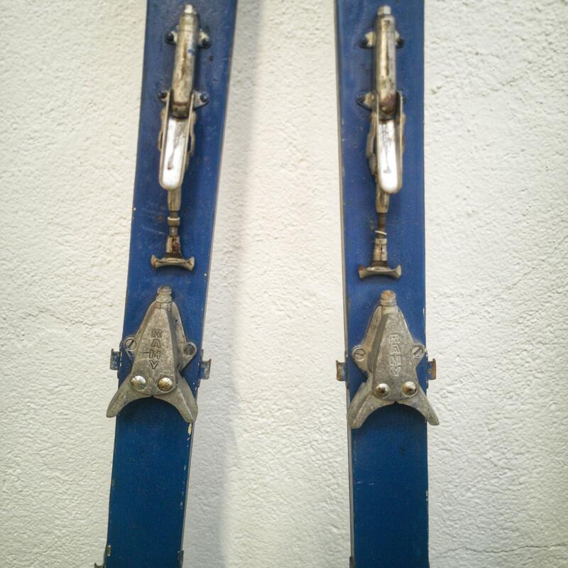 Pair of old wooden skis