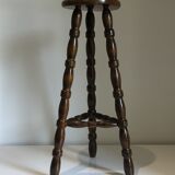 High tripod stool in turned wood