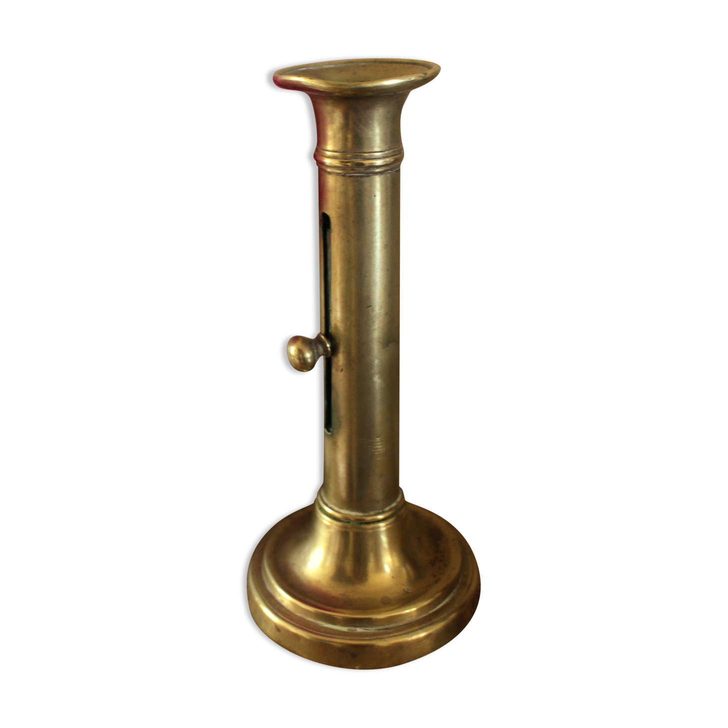 Push-button brass torch candle holder