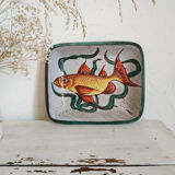 Former rectangular ceramic dish hand decoration Vallauris