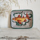 Former rectangular ceramic dish hand decoration Vallauris