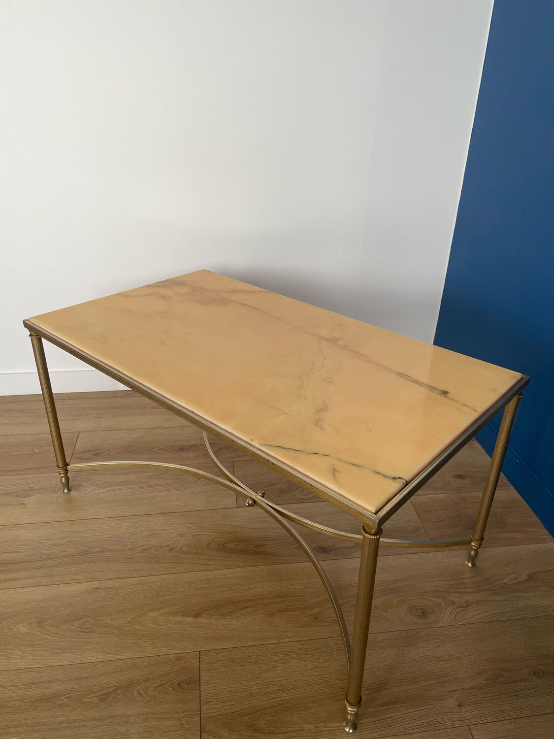 Marble and brass coffee table
