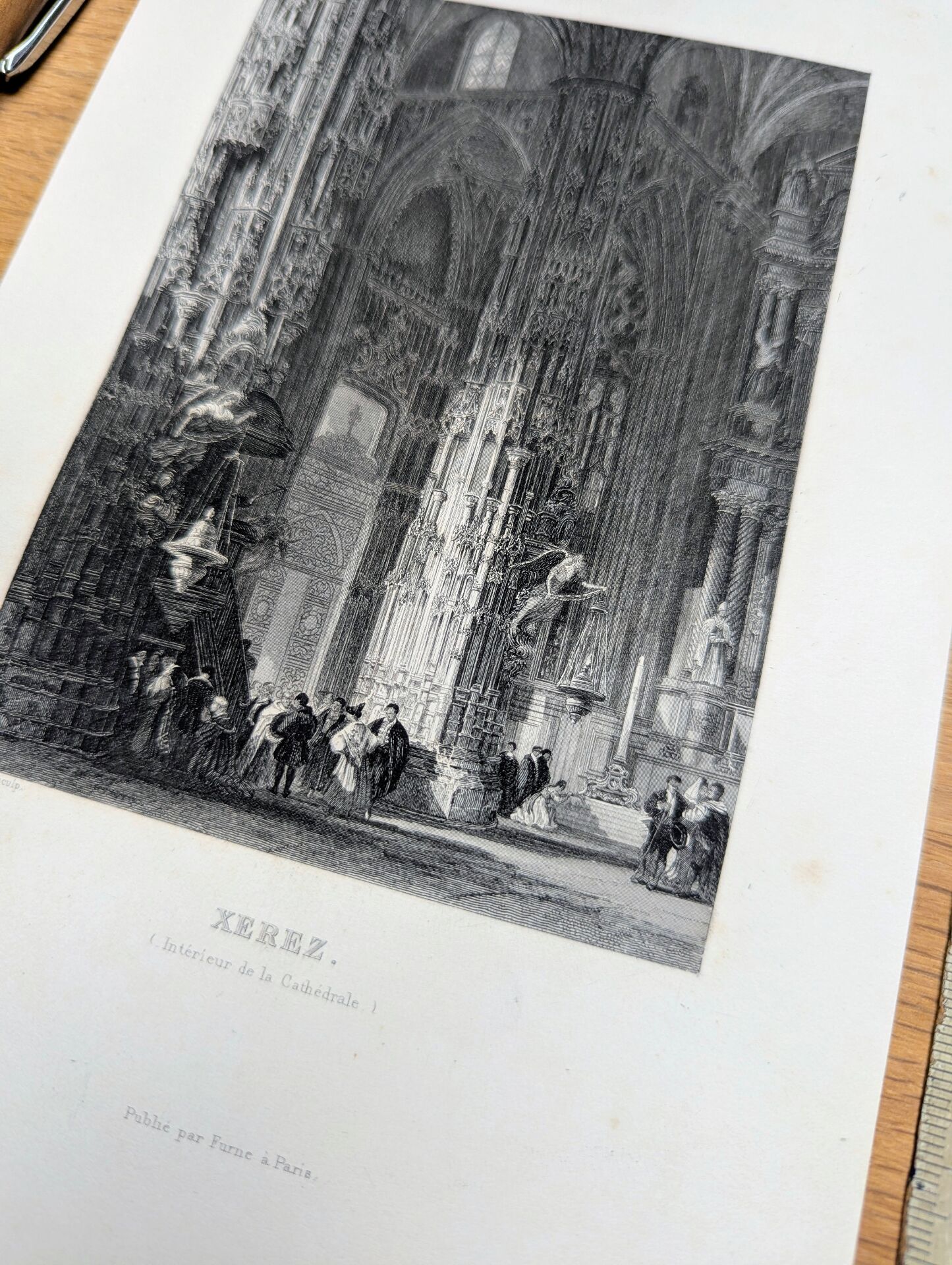 Cathédrale de Xerez, gravure, imprimée en 1841
