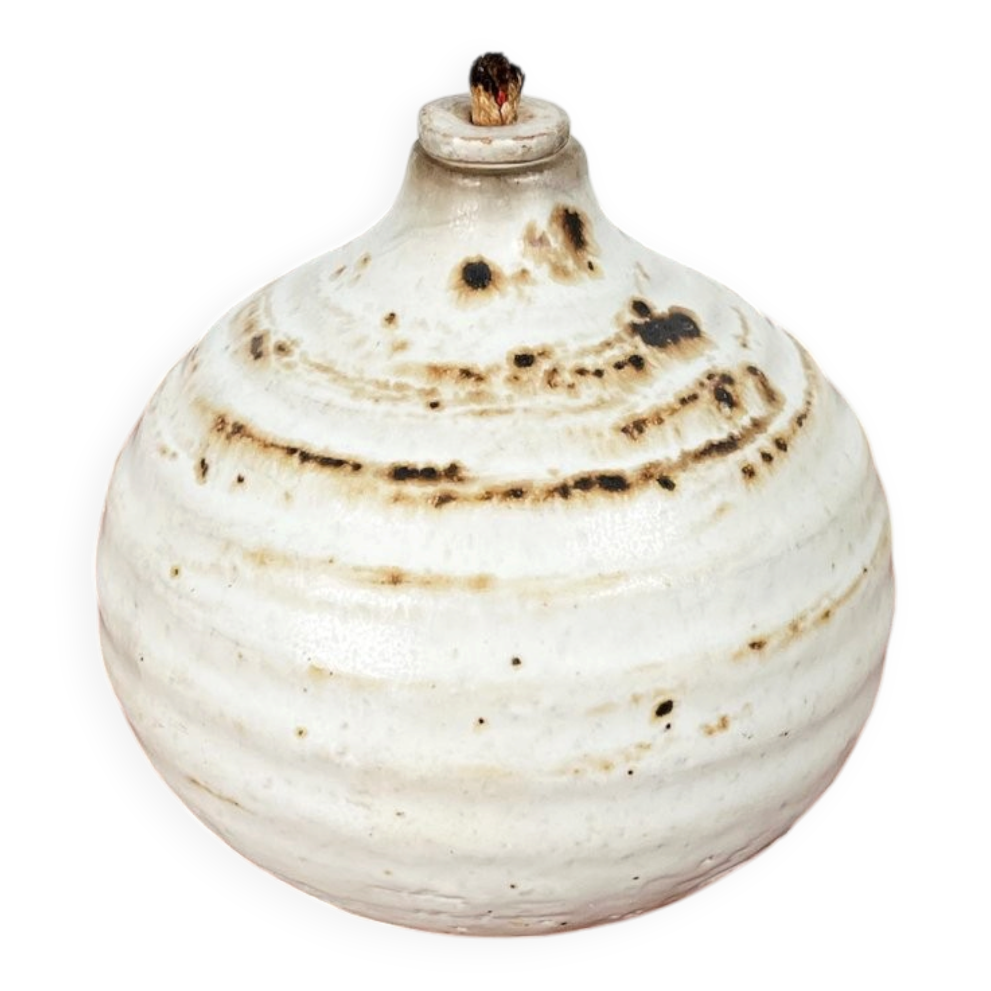 Mid-century modern pottery oil lamp by Ulla Nilsson for Arvika, 1960s.