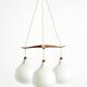 Pendant lamp with opal glass shades teak frame by Uno & Östen Kristiansson