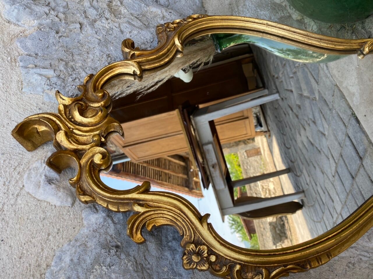 Golden baroque mirror 70x41cm