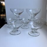 Set of 7 crystal champagne glasses engraved, 50-60s