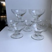 Set of 7 crystal champagne glasses engraved, 50-60s
