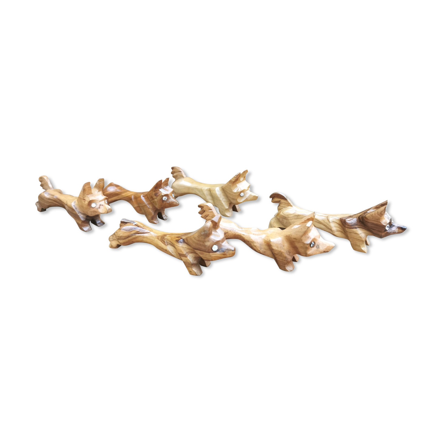 Set de 6 porte couteaux chien en bois