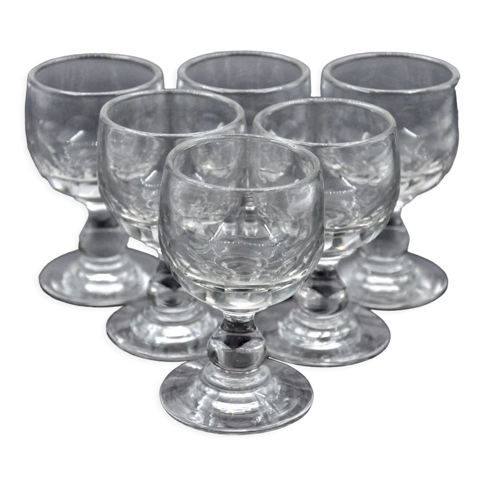 Old service of 6 wine glasses - crystal or cut glass - tableware