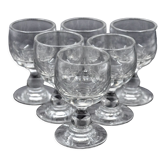 Old service of 6 wine glasses - crystal or cut glass - tableware