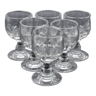 Old service of 6 wine glasses - crystal or cut glass - tableware