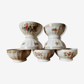 7 mismatched porcelain rib bowls