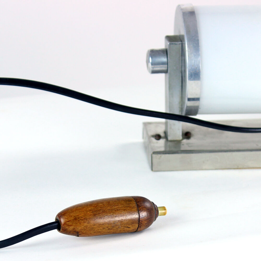 Vintage aluminium wall or table light with original switch, czechoslovakia 1920s