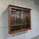 Vintage shallow wall display cabinet in wood / shelf