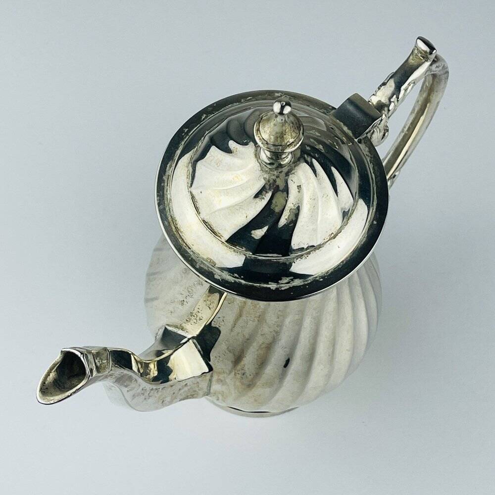 Vintage silver-plated coffee pot by Royal Sheffield, England, 1950s.
