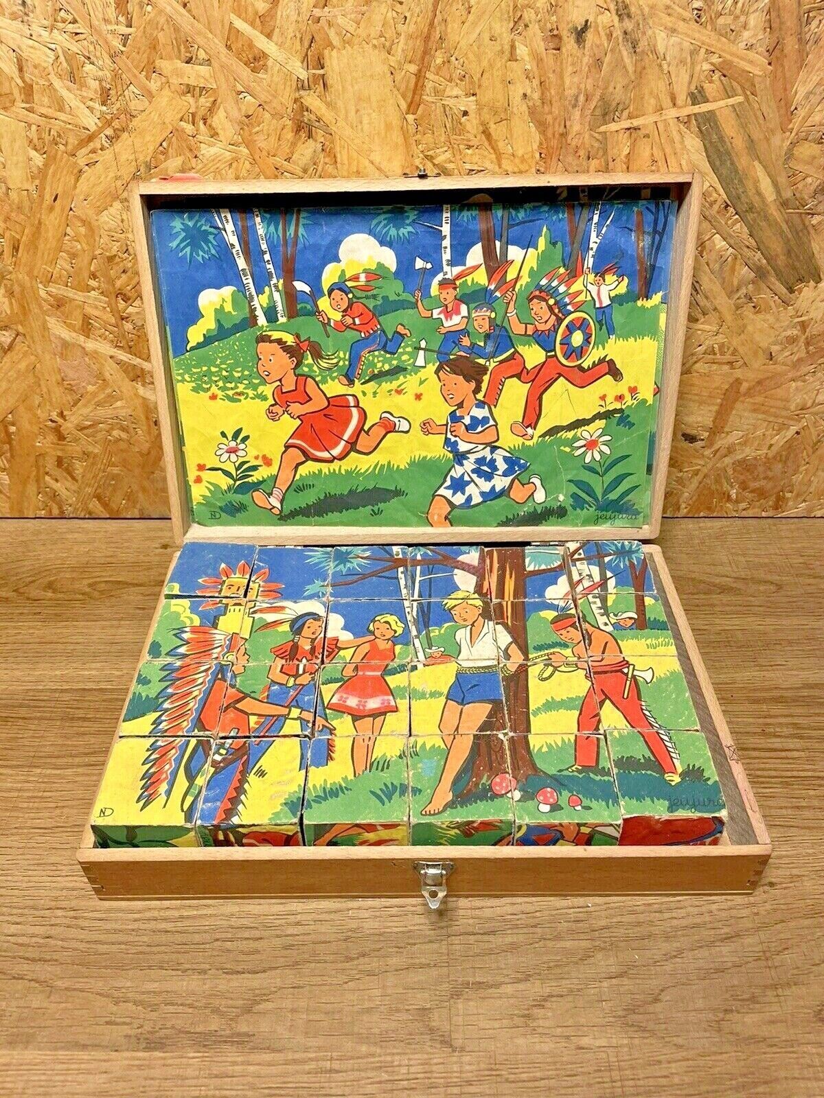 Jeu De Cubes En Bois Vintage Z5 - 24 Pièces, Puzzle Ancien, Jouet éducatif Occasion