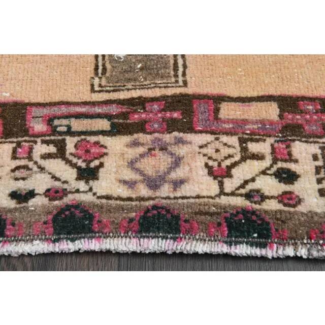 Vintage Turkish Oushak Handmade Wool Cotton Orange Runner Rug 113x317