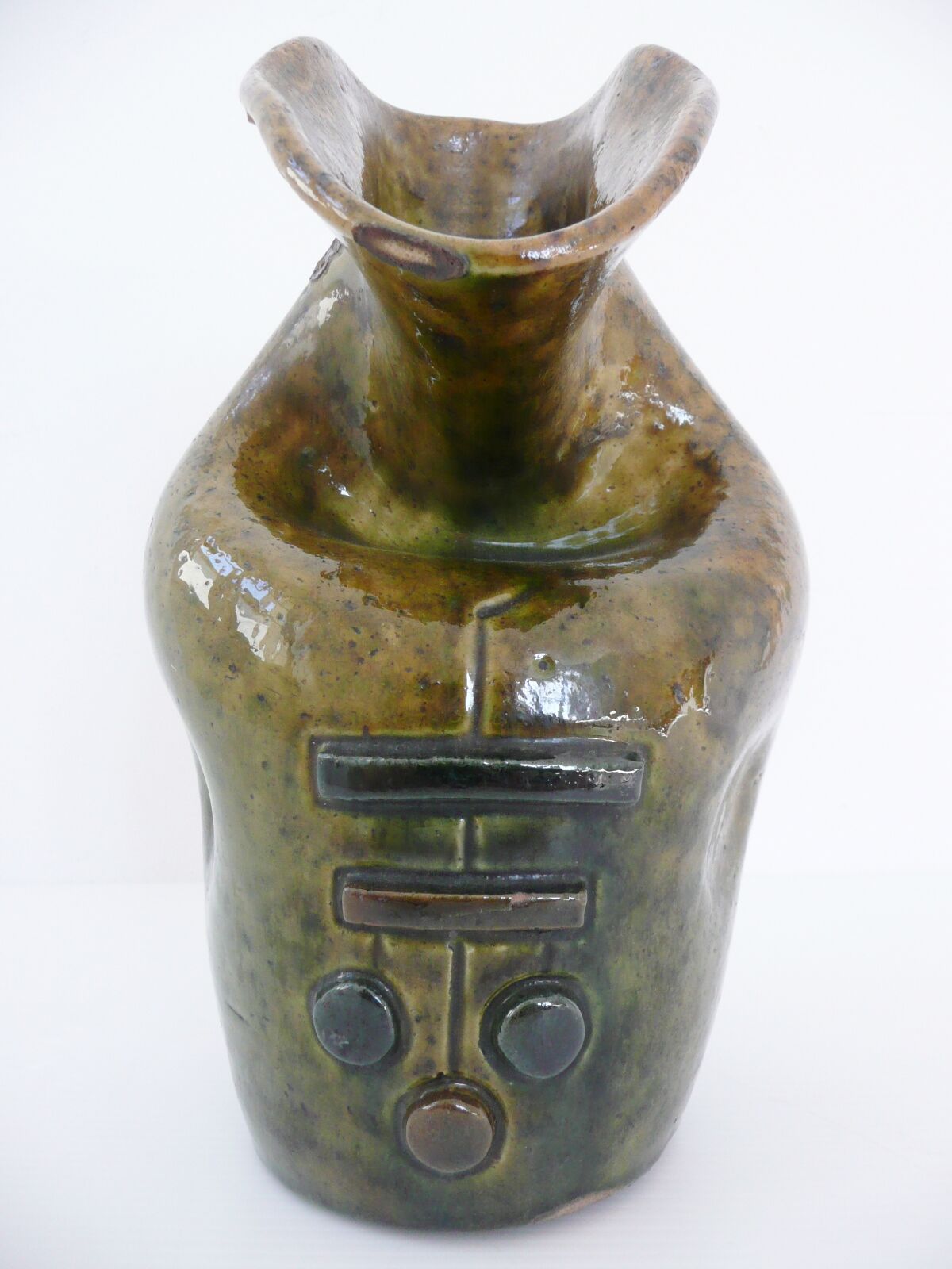 Vase signed 1970 design vintage 70's modernist décor ceramic tissue