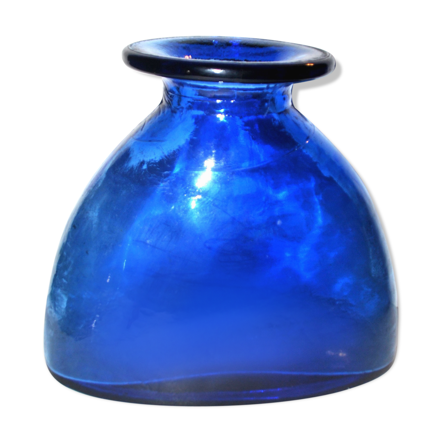 Vintage vase in cobalt blue blown glass 20 x 22 cm
