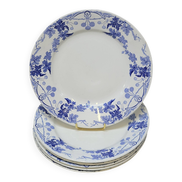 6 Petites Assiettes Plates K. G. Lunéville Modèle Lautrec Art Nouveau Décor