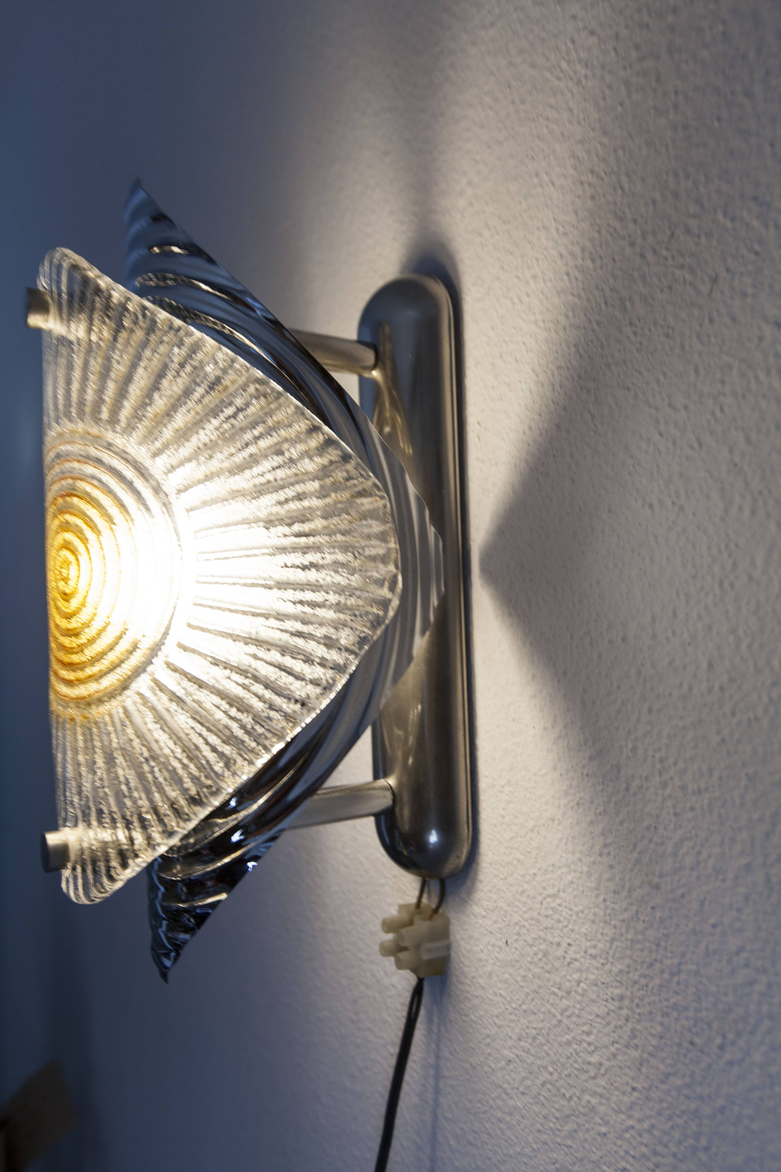 Rare Murano chrome sheet wall light 1960