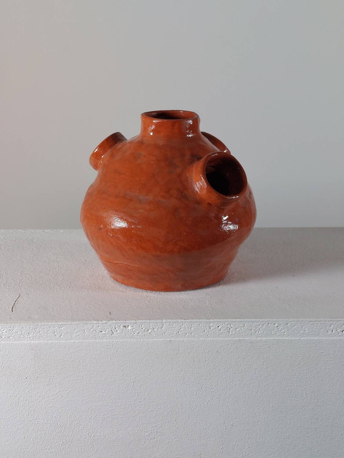 Vintage mid-century organic terracotta ceramic vase.