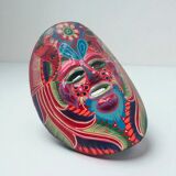 Mexican mask in colored terracotta, 1970s, Mexican