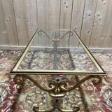 Gold metal and glass coffee table attributed to the BAGUÈS house.