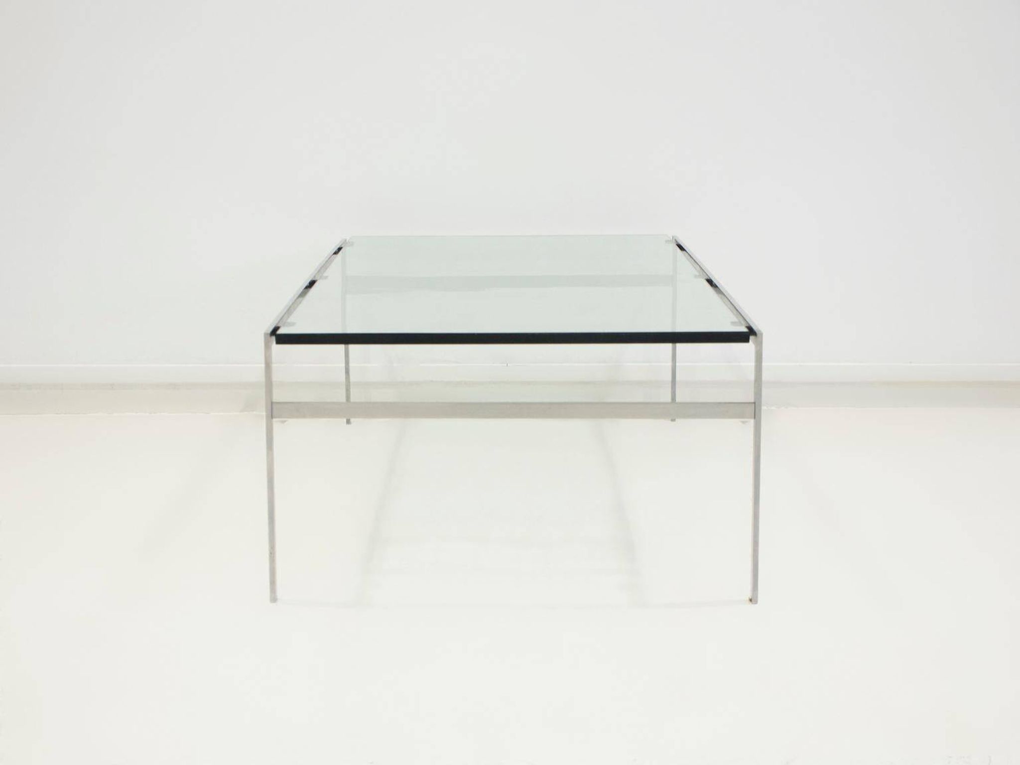 Table basse en acier et verre de Preben Fabricius et Jørgen Kastholm