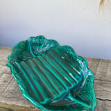 Vallauris dish in vintage asparagus green ceramic slip
