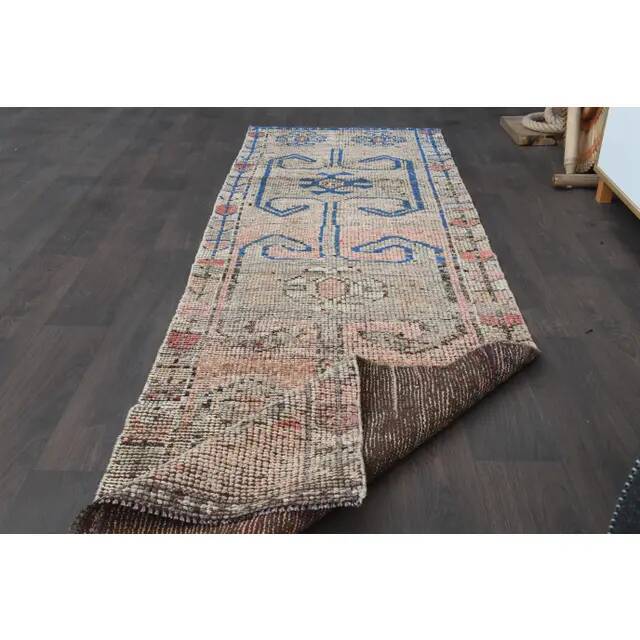 1970s Turkish Oushak Handmade Wool Cotton Orange Runner Rug 91x291