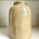 Beige glazed stoneware mustard pot n°1