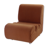 Armchair in brown fabric, czechoslovakia 1970s