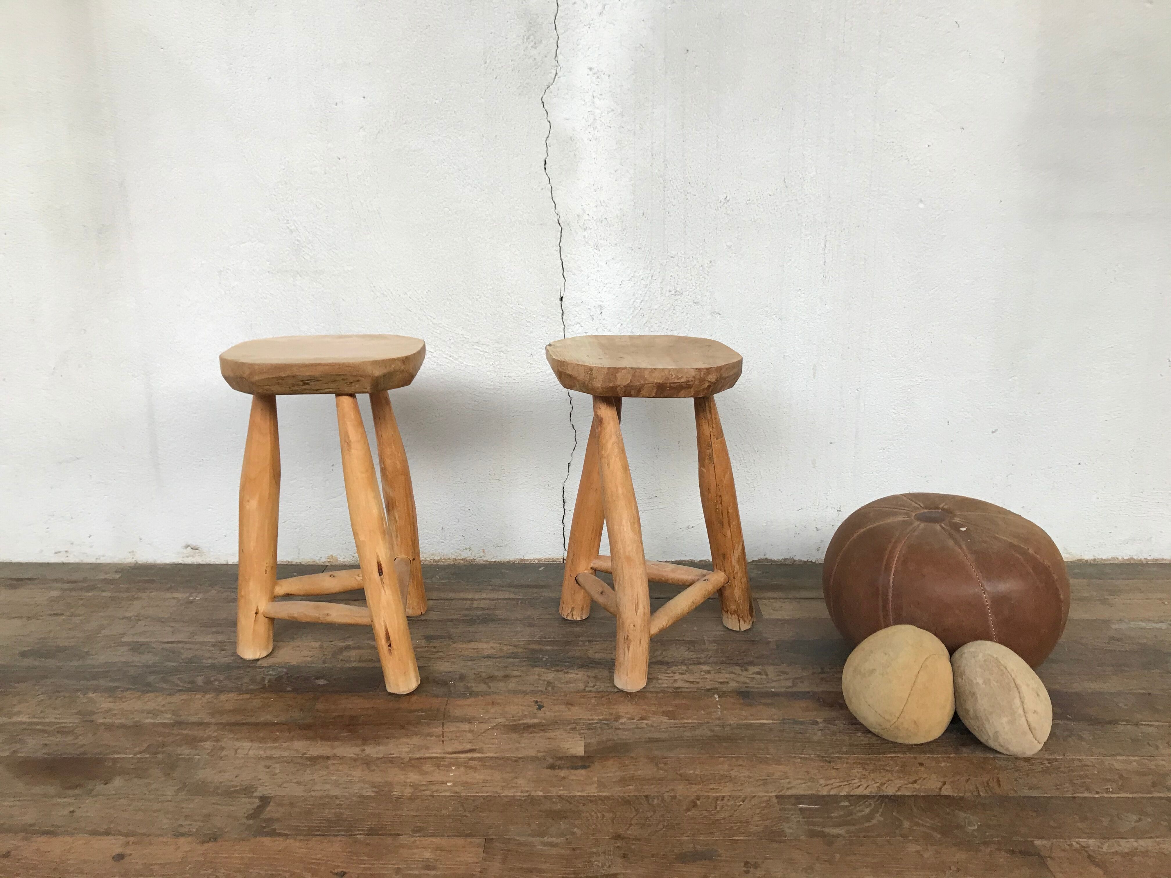 Pair of harness stools from the 1950s 1960s rustic vintage design