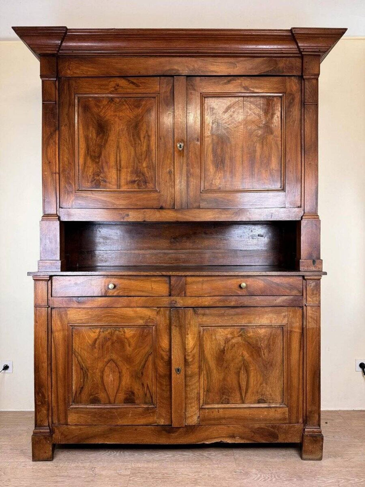 Buffet Deux Corps Empire period walnut and oak