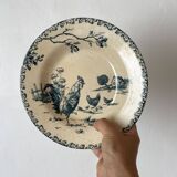 Gien ironstone plates, Roosters model