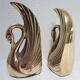 Pair of bookends vintage brass swans