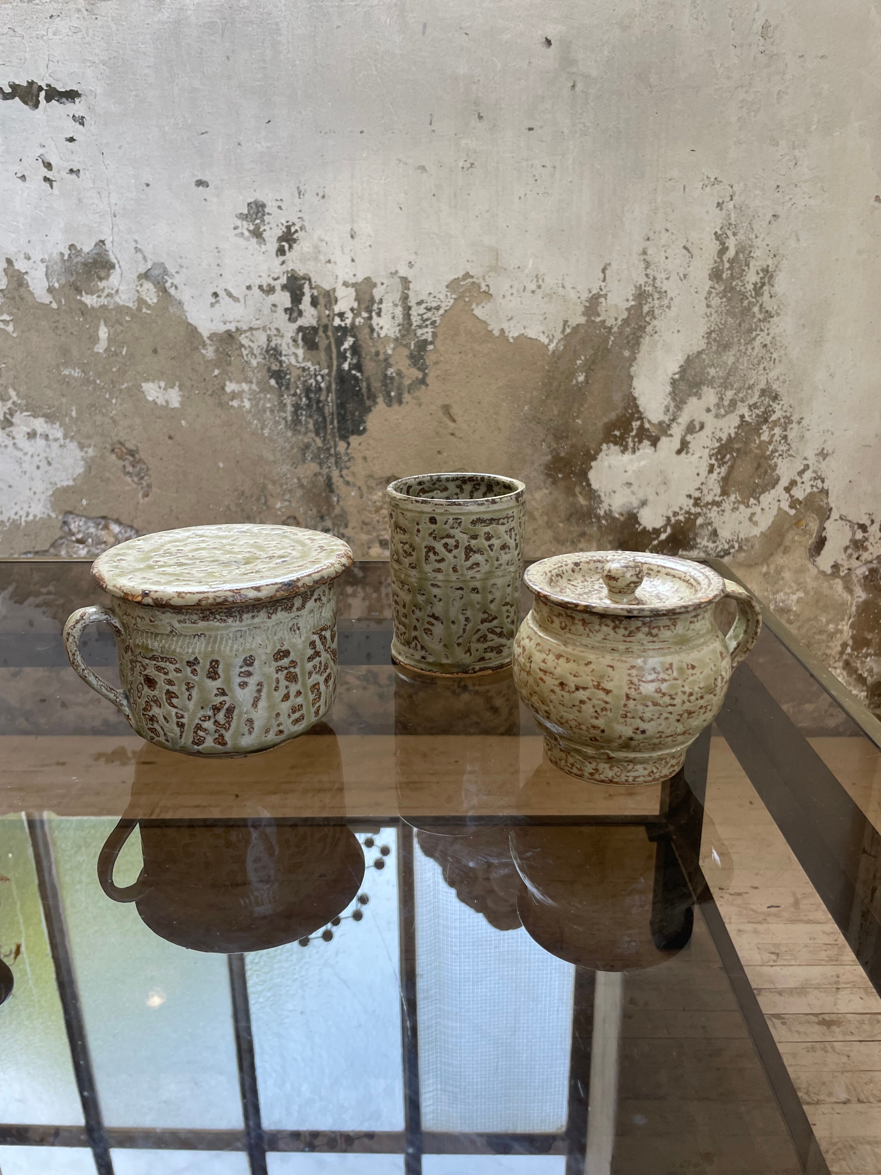Stoneware herbal tea cup set La Hulotte Caylus