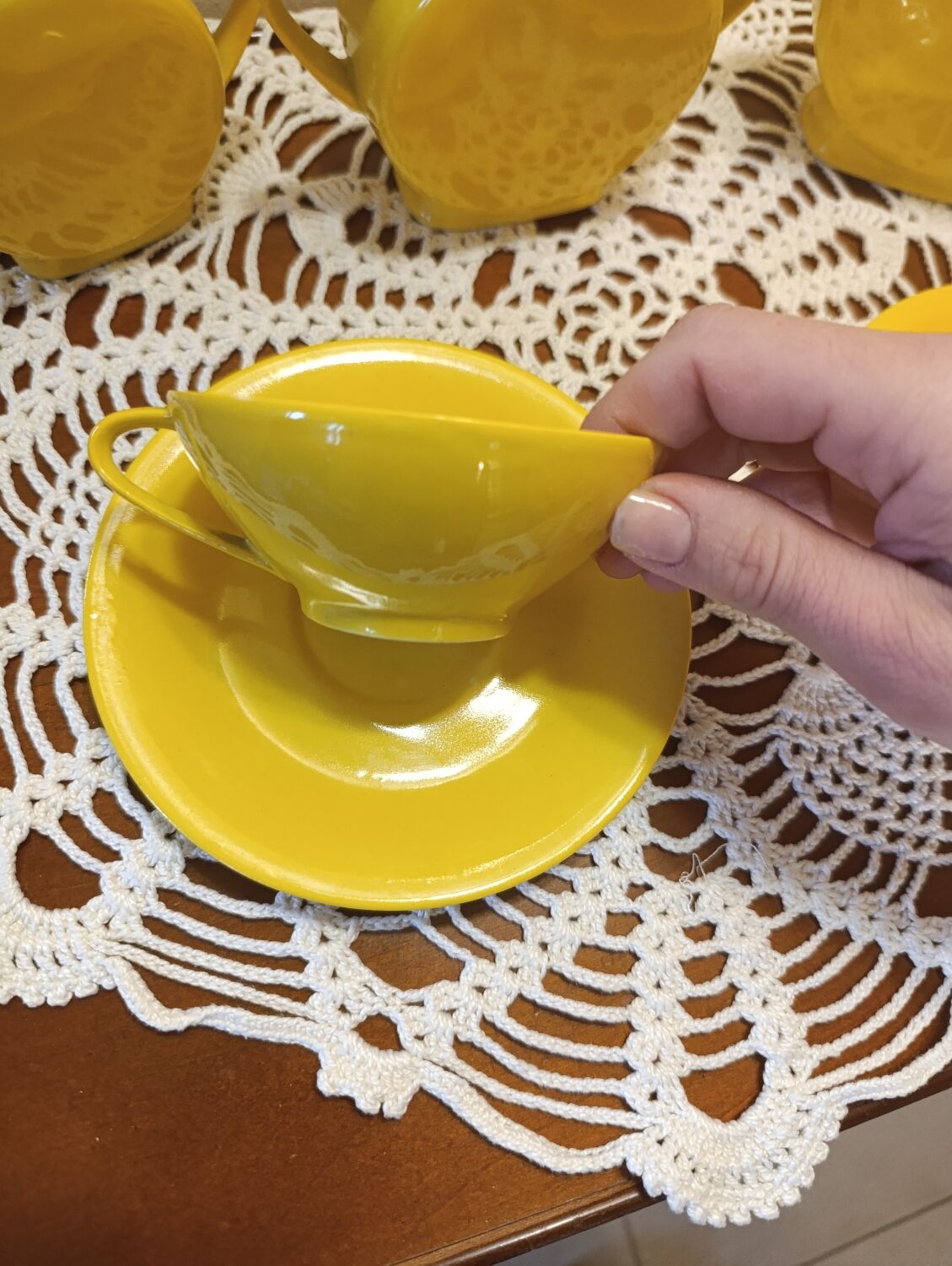 Service à thé pour 2 vintage jaune limoges