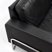 3-seater sofa W.H. Gispen for Dutch Originals, black leather and chrome