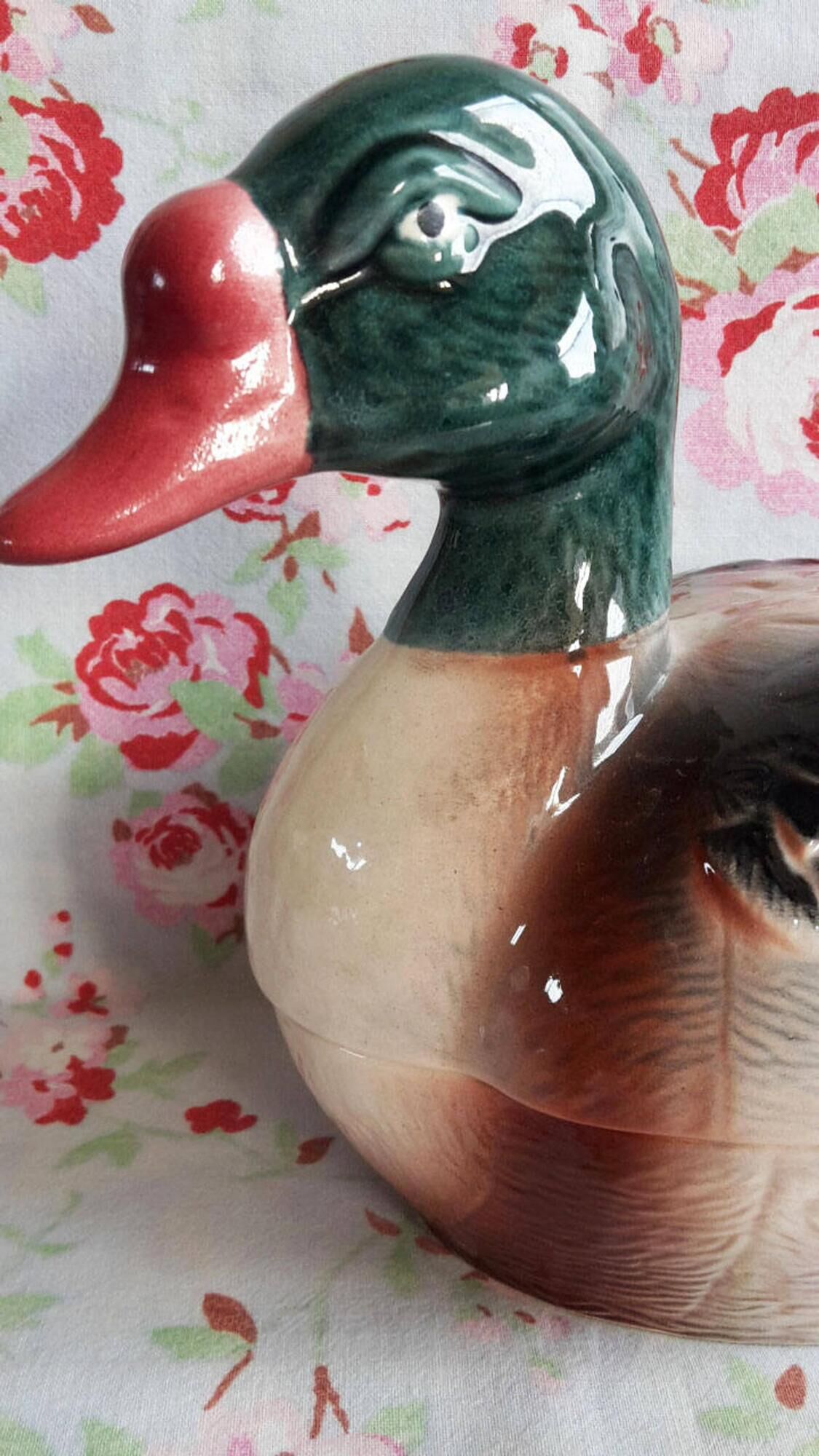 Terrine Michel caugant in duck shape tadorne by belon barbotine zoomorphe
