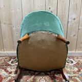Napoleon III period crapaud armchair in green velvet.