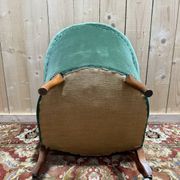 Napoleon III period crapaud armchair in green velvet.