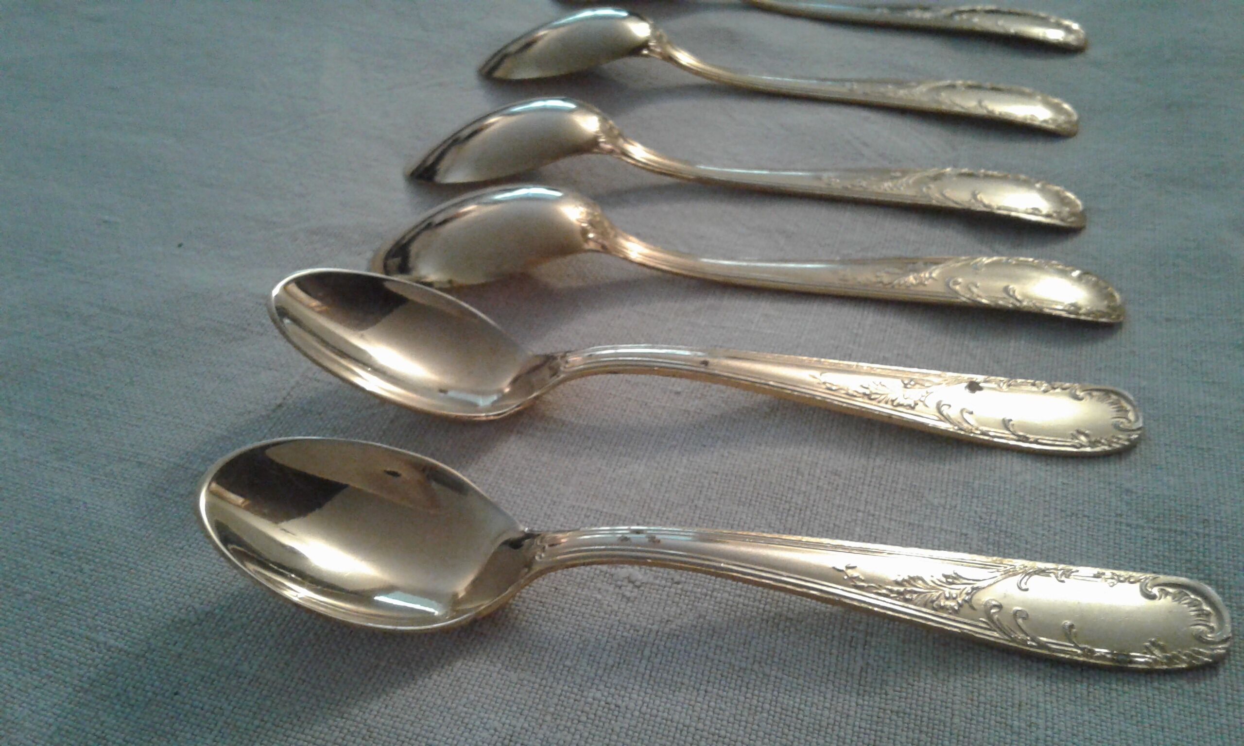 Box 6 small spoons, golden gold fin, style Louis XV