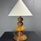 Midcentury wood turned adjustable table lamp with glass sphere, 1970s