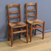 Paire de chaises paillées en merisier – fin XIXe