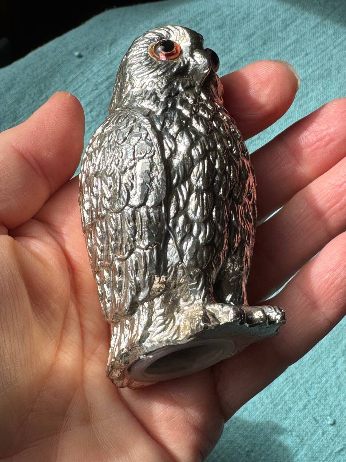 Vintage silver-plated owl-shaped salt and pepper shakers