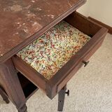 Antique bedside table in wood and marble