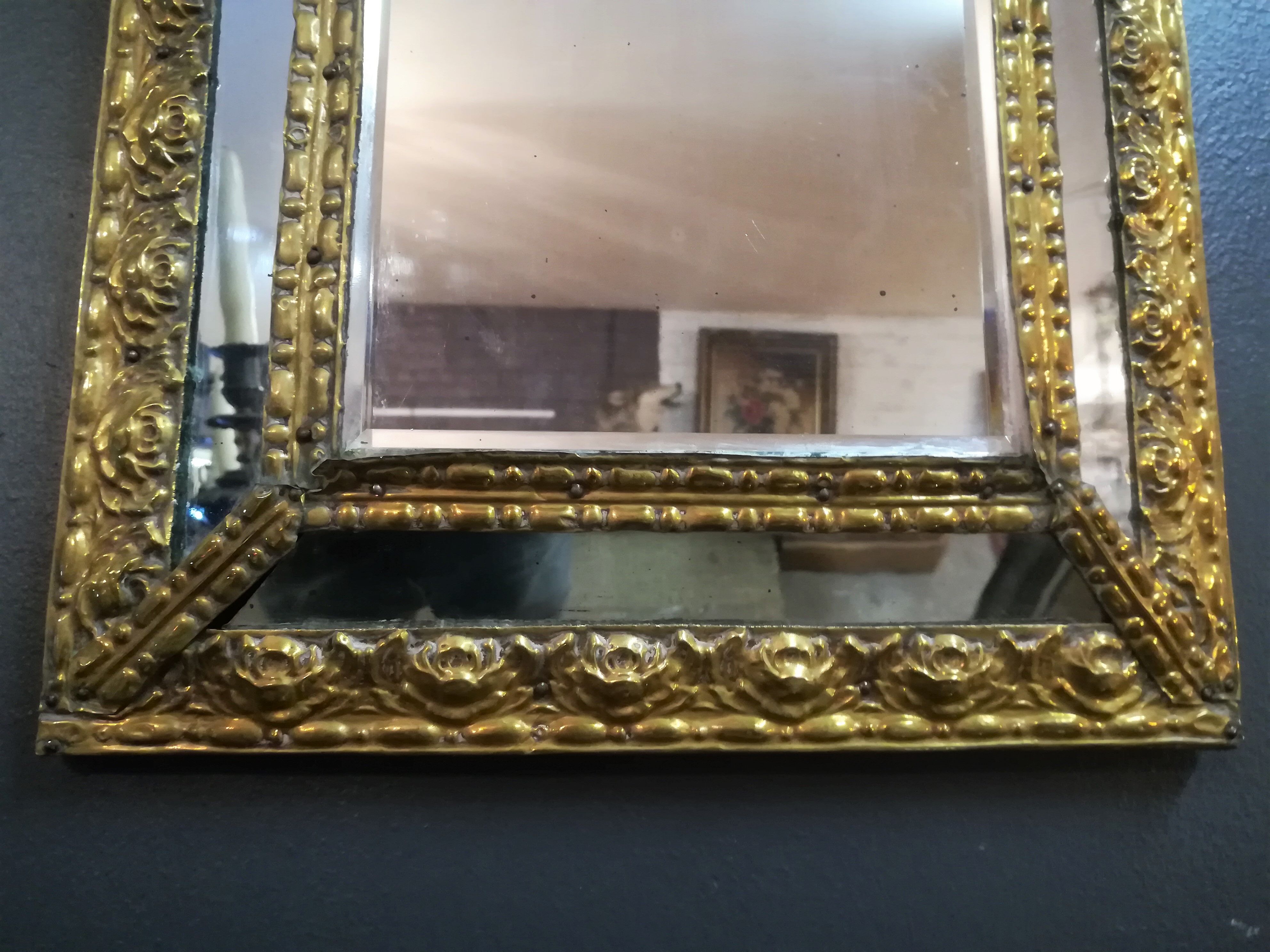 Napoleon III gold copper windshield mirror - 58x38cm